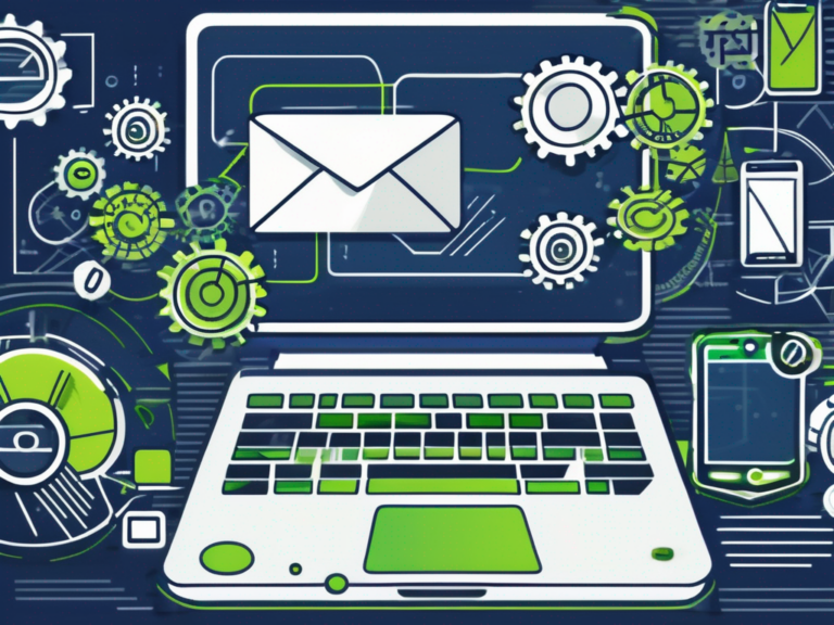 How to Make the Most of BDC Email Templates and Automated Texting 10 A computer displaying an open email template and a smartphone showing an automated texting app