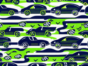 A racecar speeding on a track