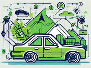 A modern communication device connected to several car dealership icons