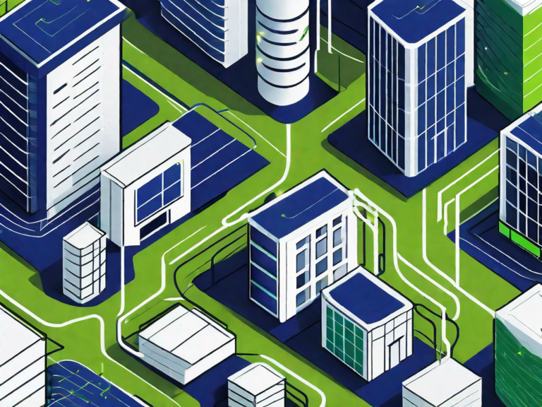 CRMs for Multiple Dealership Locations: 8 Reasons Why It's a Game Changer 9 Several dealership buildings interconnected with a digital network