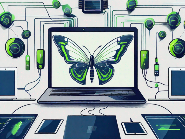 A used auto dealership with various technology devices like computers and tablets