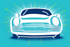 A car with a bright spotlight shining down on it