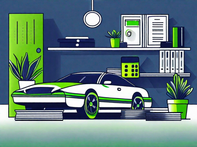 Crucial Accounting Practices for Dealerships: A Comprehensive Guide 4 A car dealership with a ledger book and calculator